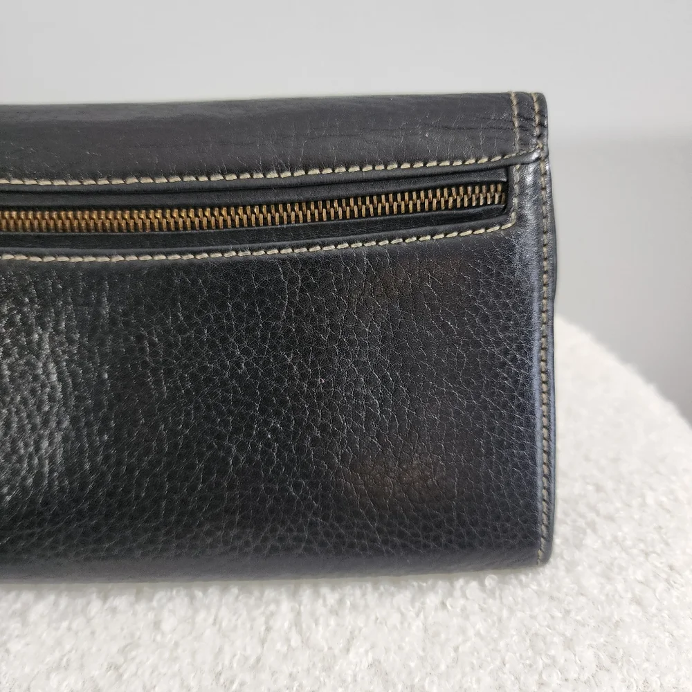 Dior Black Leather Wallet with Gold Accents